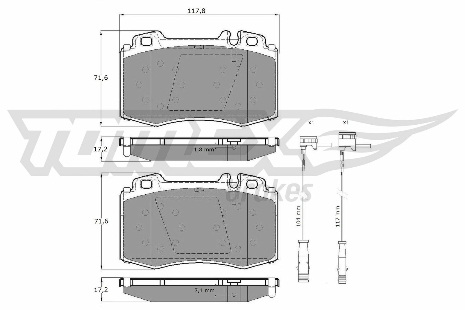 Sada brzdových destiček, kotoučová brzda TOMEX Brakes